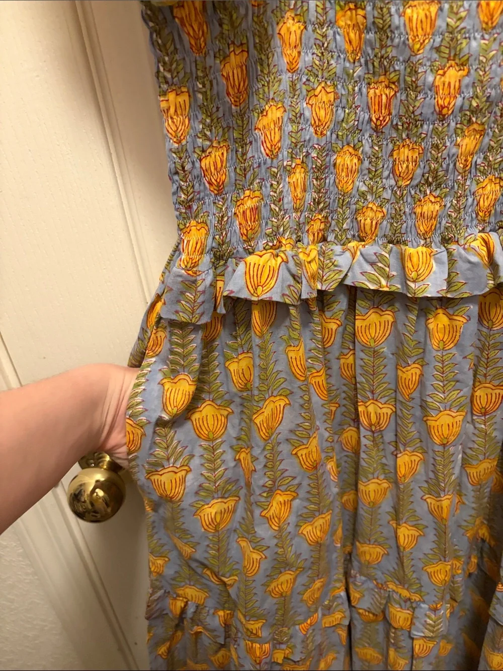 NWOT Meadow Bird by Charlotte Dupont Indian Cotton Floral Sleeveless Maxi Dress - Picture 5 of 7
